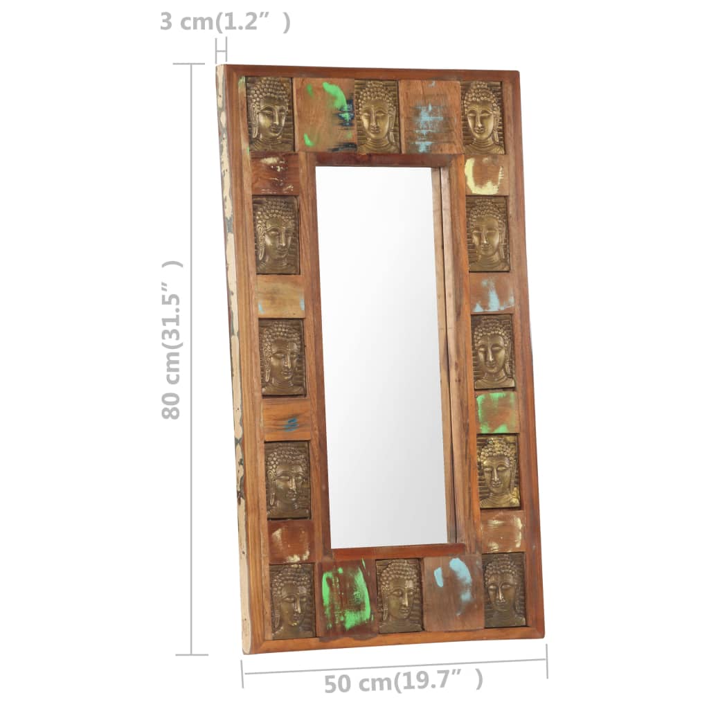 vidaXL Zrcadlo s reliéfy Buddhy 50 x 80 cm masivní recyklované dřevo
