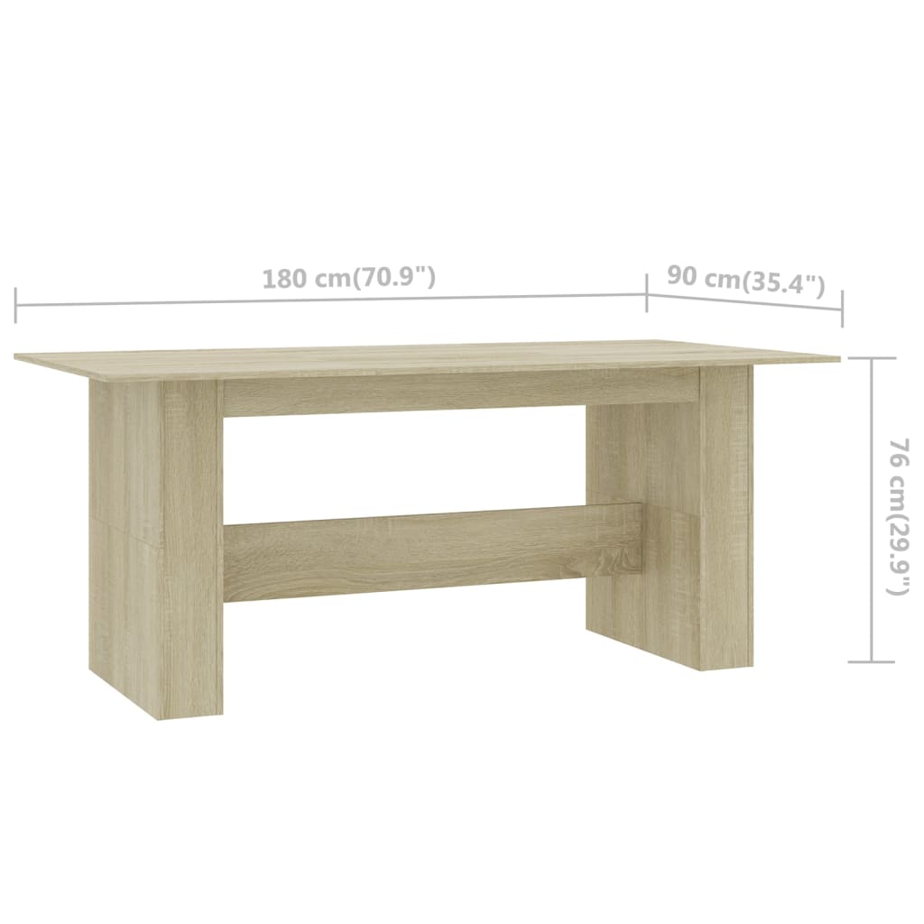 vidaXL Jídelní stůl dub sonoma 180 x 90 x 76 cm dřevotříska