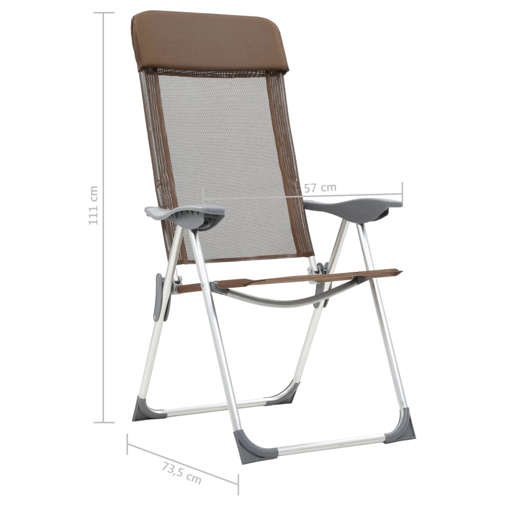 vidaXL Skládací kempingové židle 4 ks hnědé hliníkové