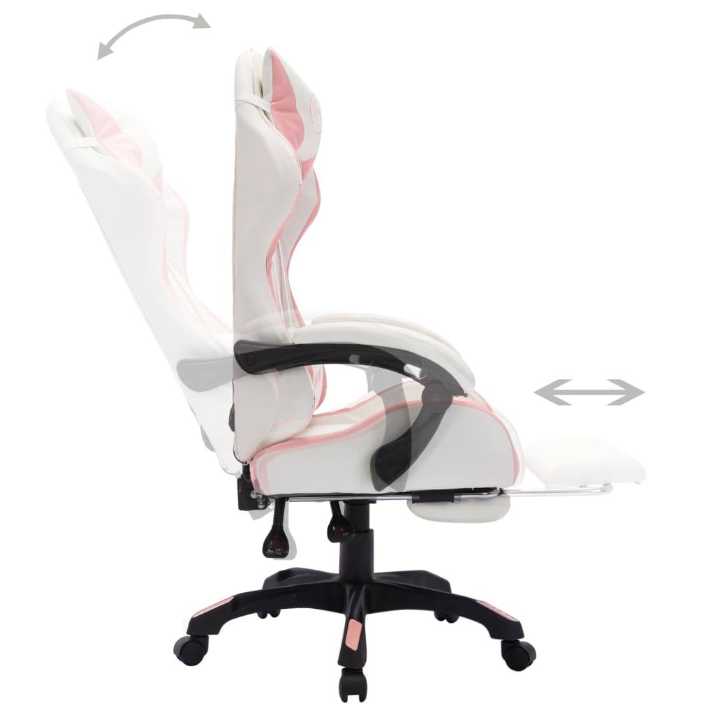vidaXL Herní židle s RGB LED podsvícením růžovo-bílá umělá kůže