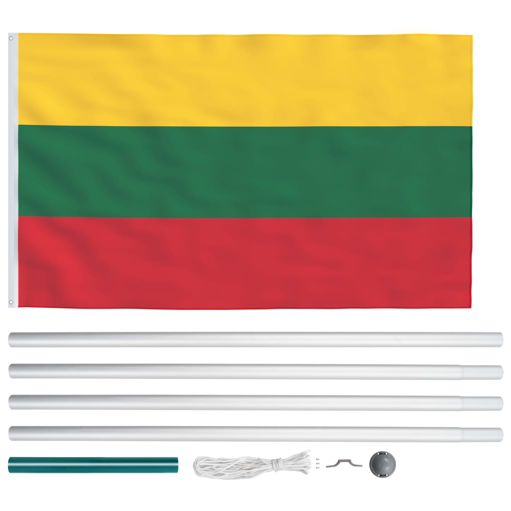 vidaXL Litevská vlajka a stožár hliník 6,2 m
