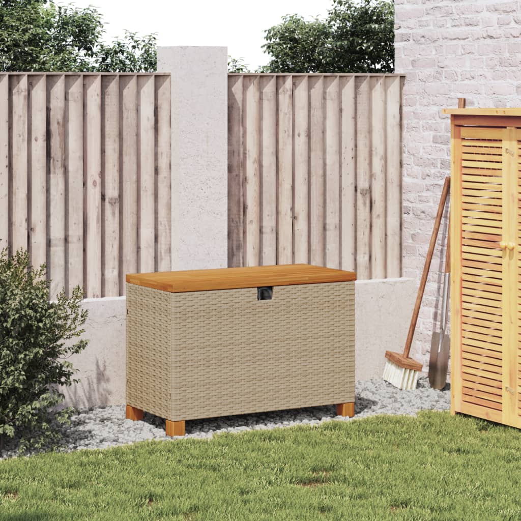 vidaXL Zahradní úložný box béžový 80x40x48 cm polyratan akáciové dřevo