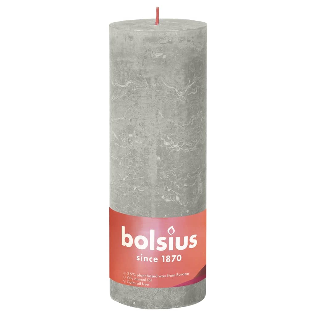 Bolsius Rustikální válcové svíčky Shine 4 ks 190 x 68 mm pískově šedé