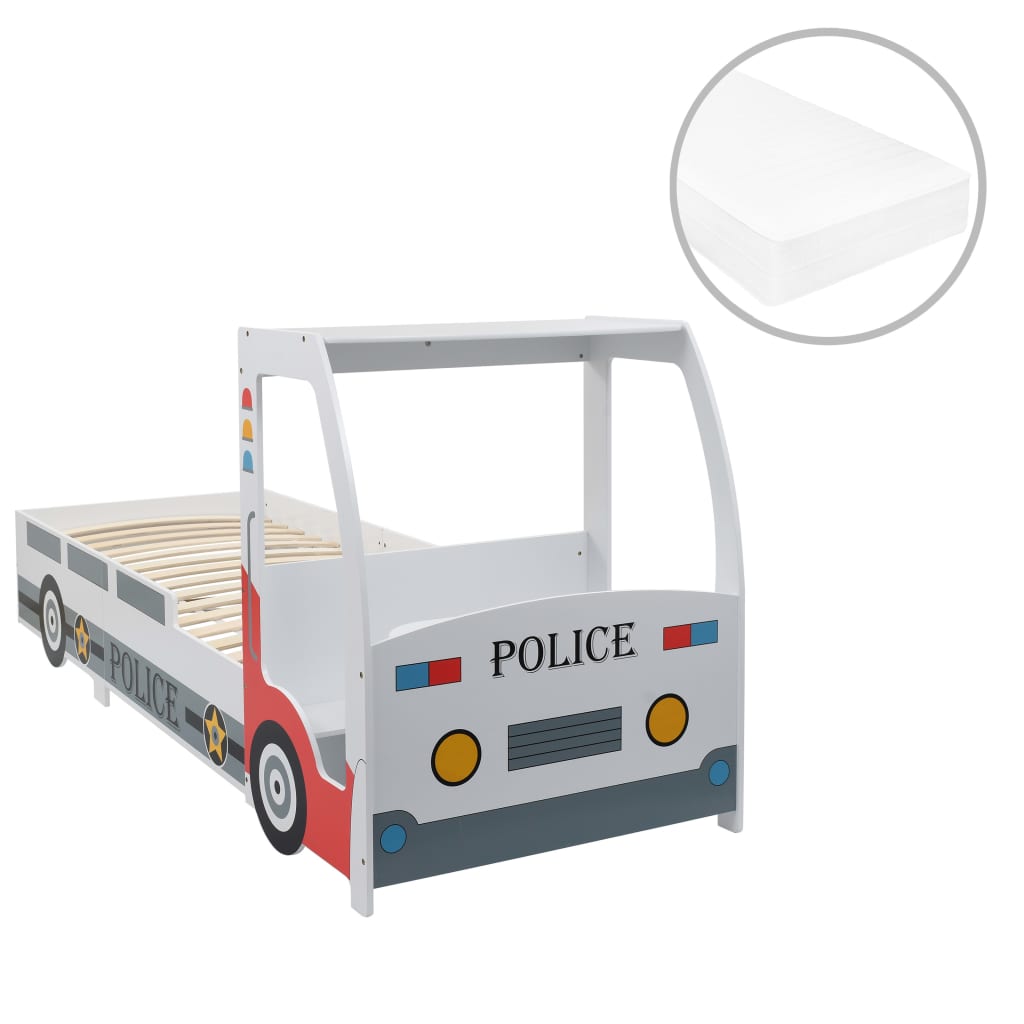 vidaXL Dětská postel policejní auto s matrací 90 x 200 cm 7 zón H2 H3