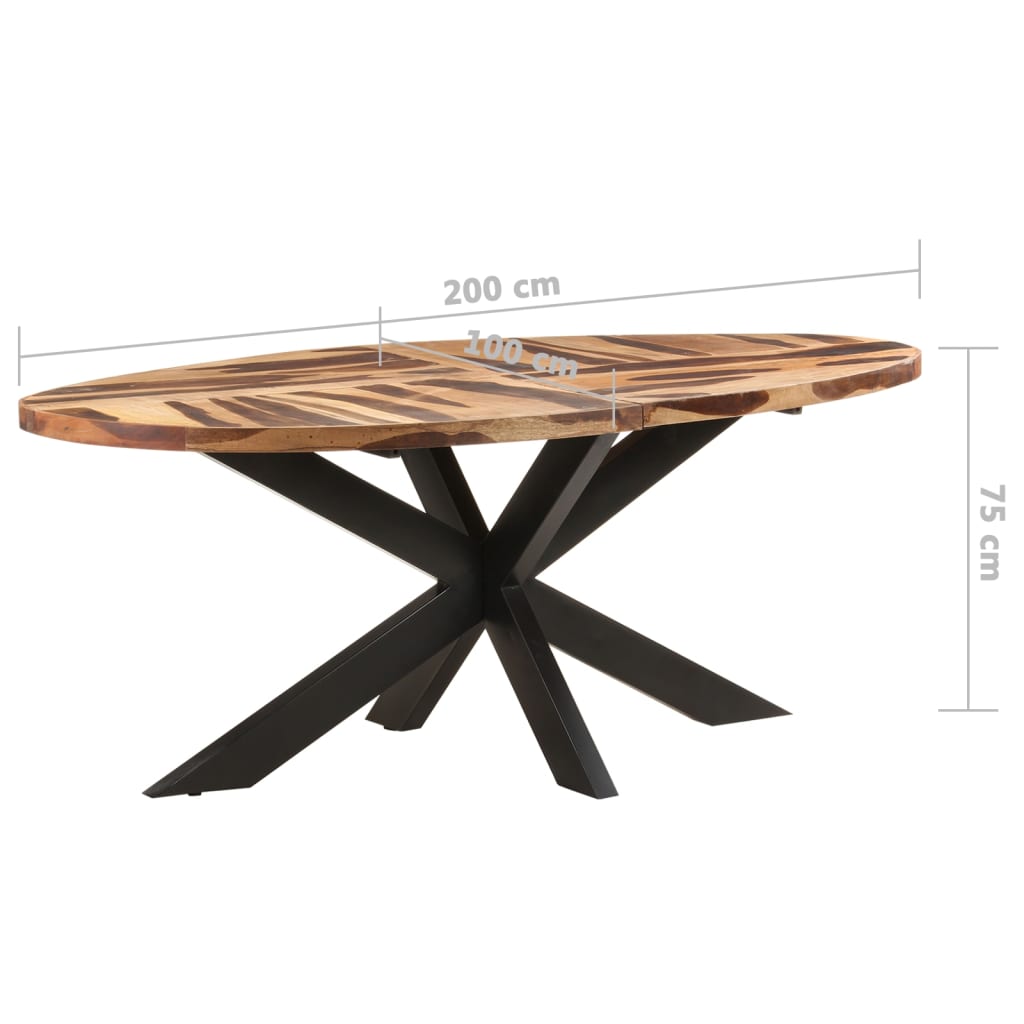 vidaXL Jídelní stůl oválný 200 x 100 x 75 cm akácie sheeshamový povrch