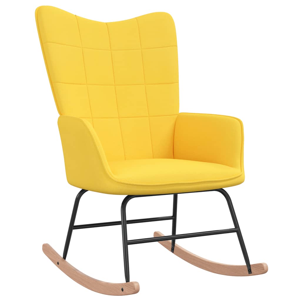vidaXL Houpací křeslo se stoličkou hořčicově žluté textil