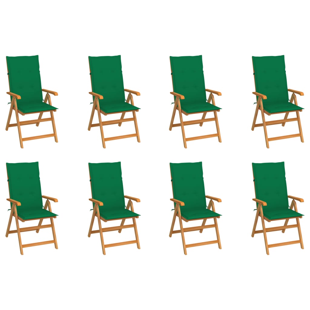 vidaXL Polohovací zahradní židle s poduškami 8 ks masivní teak