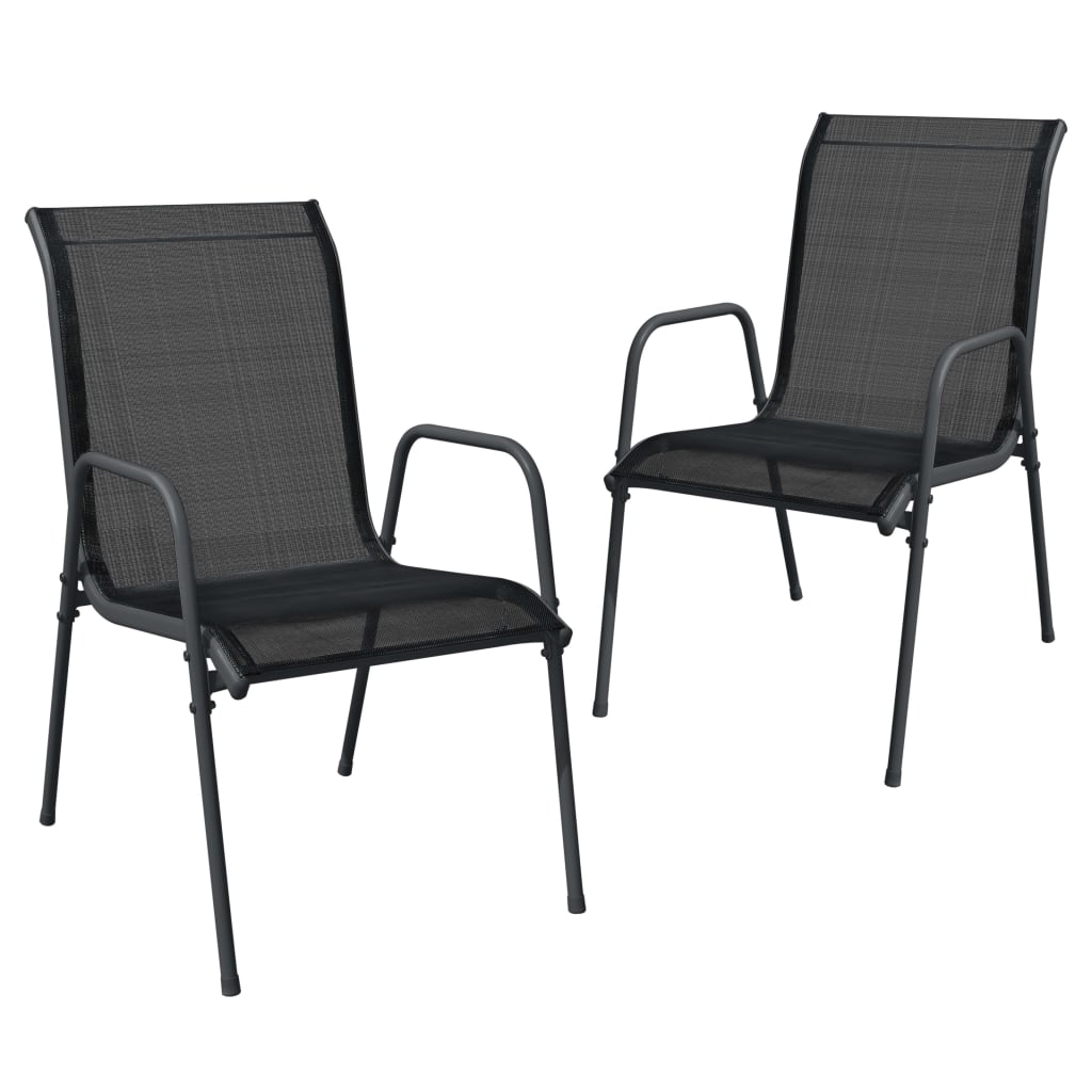 vidaXL Zahradní židle 2 ks ocel a textilen černé