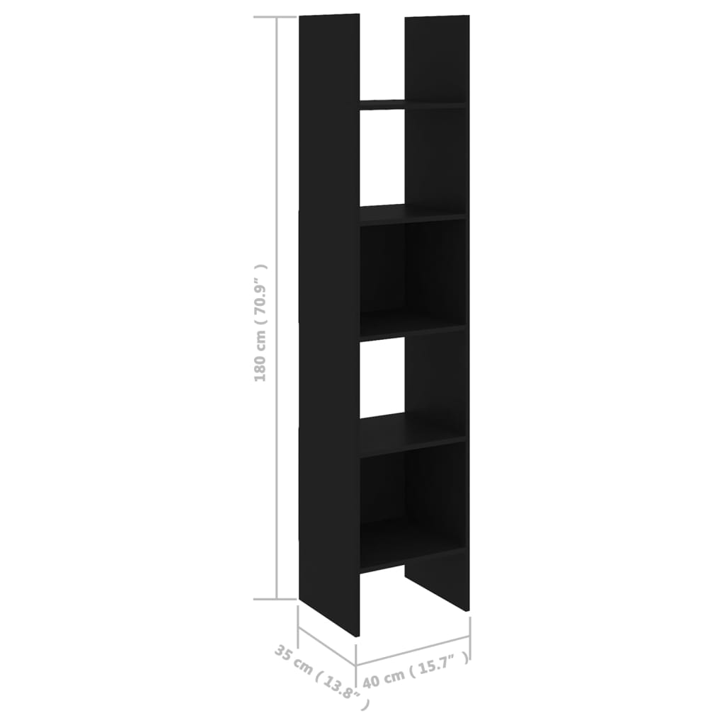 vidaXL 4dílný set skříněk na knihy černý dřevotříska