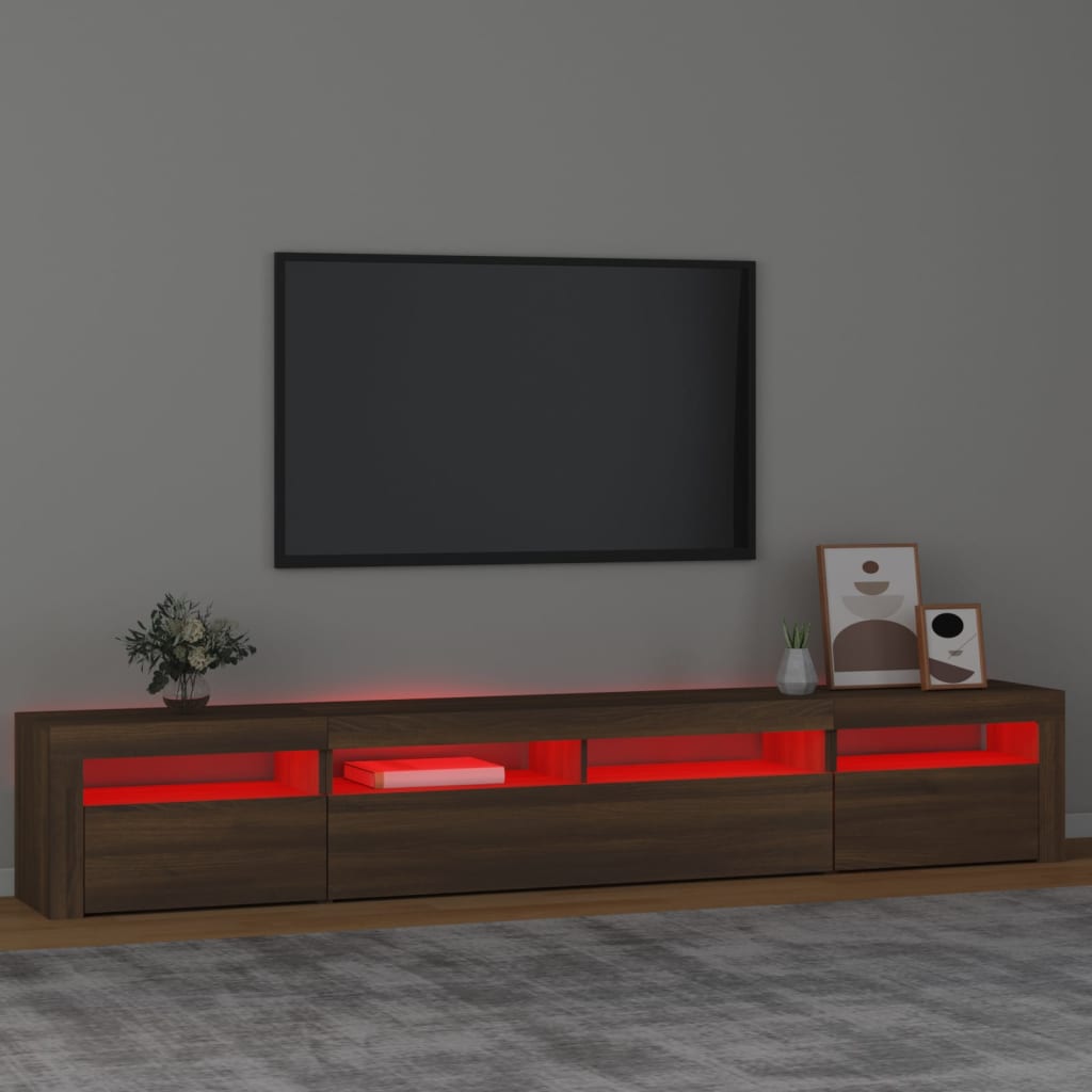 vidaXL TV skříňka s LED osvětlením hnědý dub 240x35x40 cm