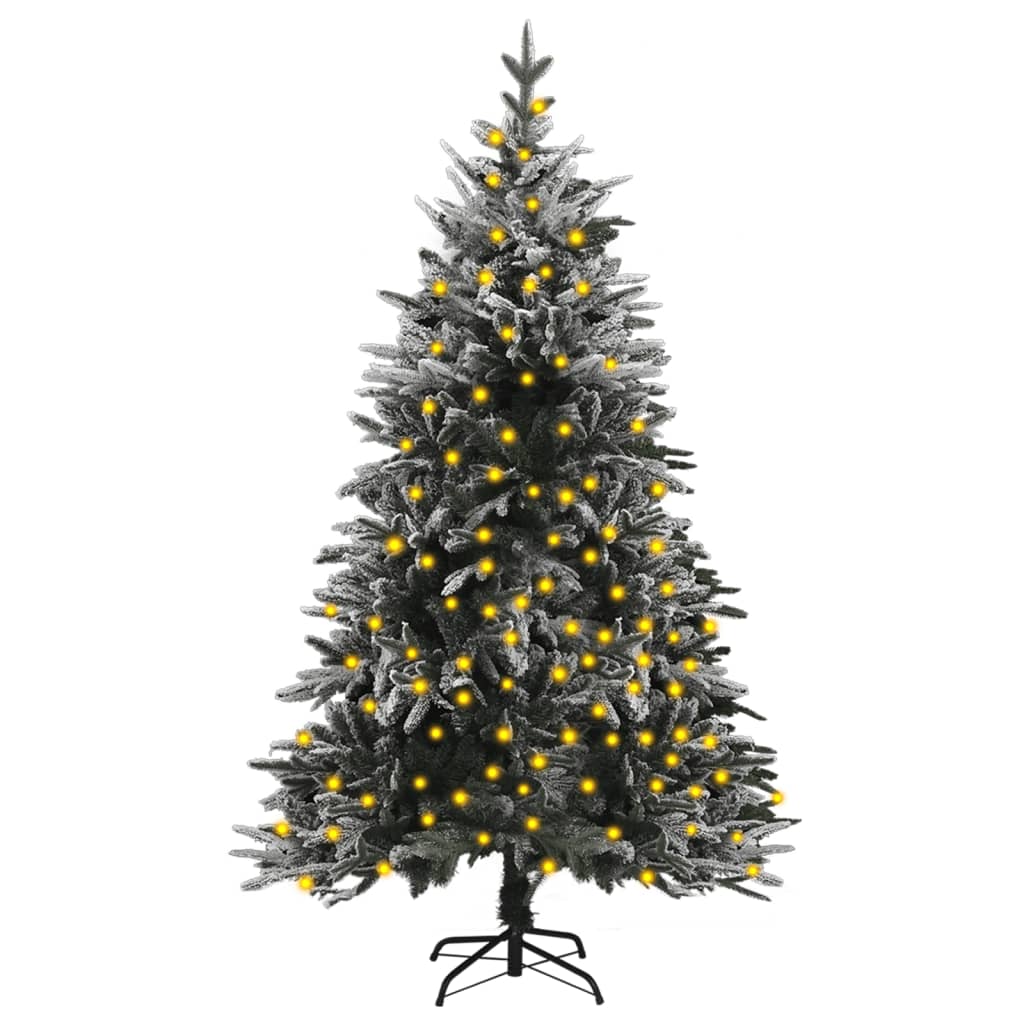 vidaXL Umělý vánoční stromek LED osvětlení zasněžený 150 cm PVC a PE