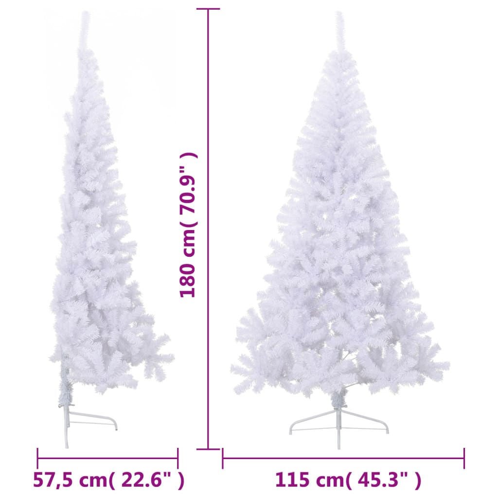 vidaXL Umělý poloviční vánoční stromek se stojanem bílý 180 cm PVC