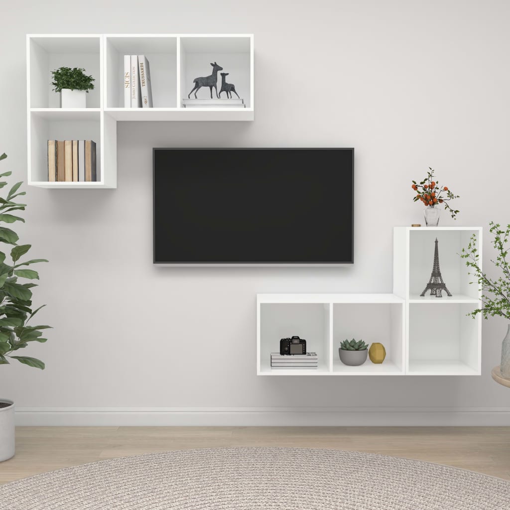 vidaXL Nástěnné TV skříňky 4 ks bílé kompozitní dřevo