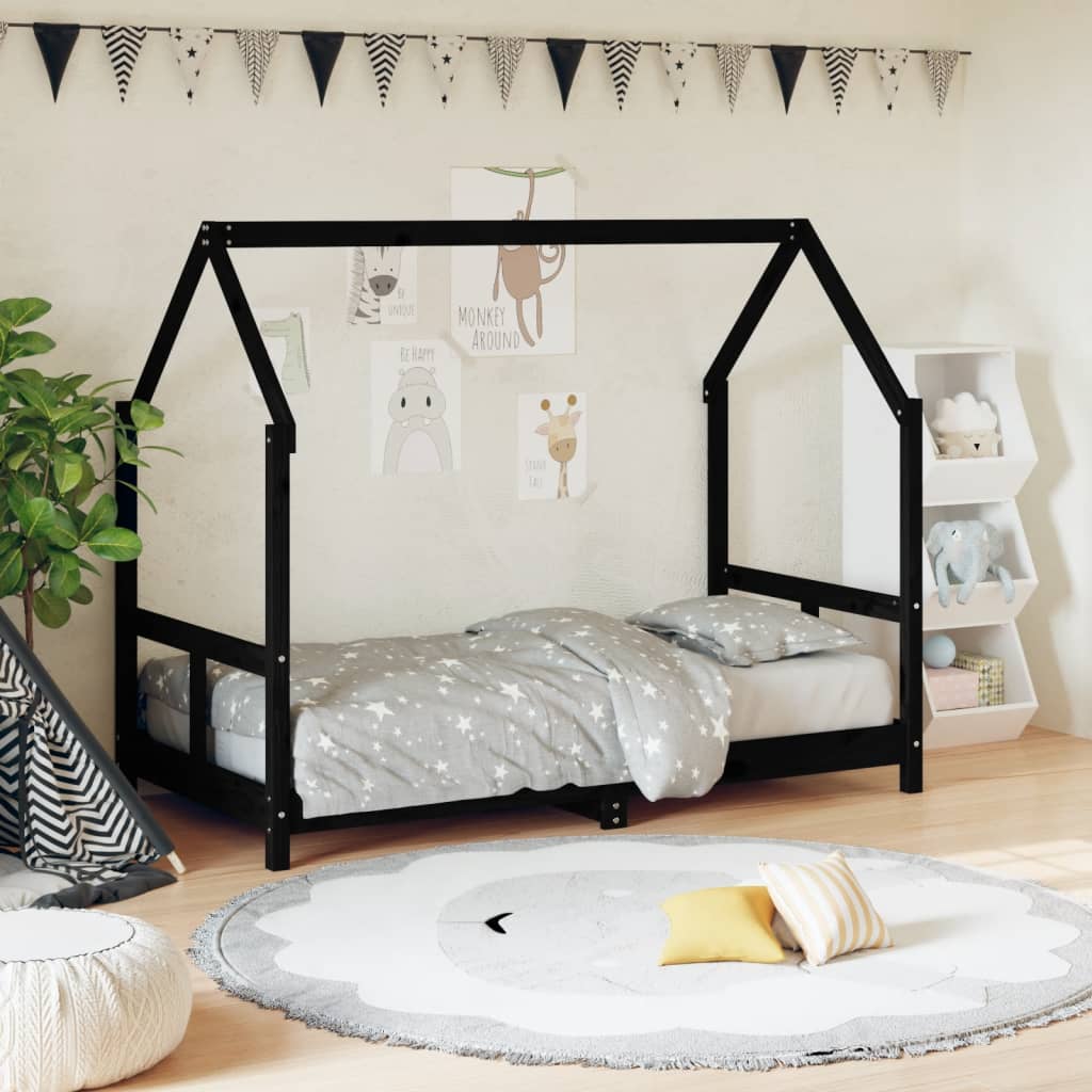 vidaXL Dětská postel černá 80 x 160 cm masivní borové dřevo