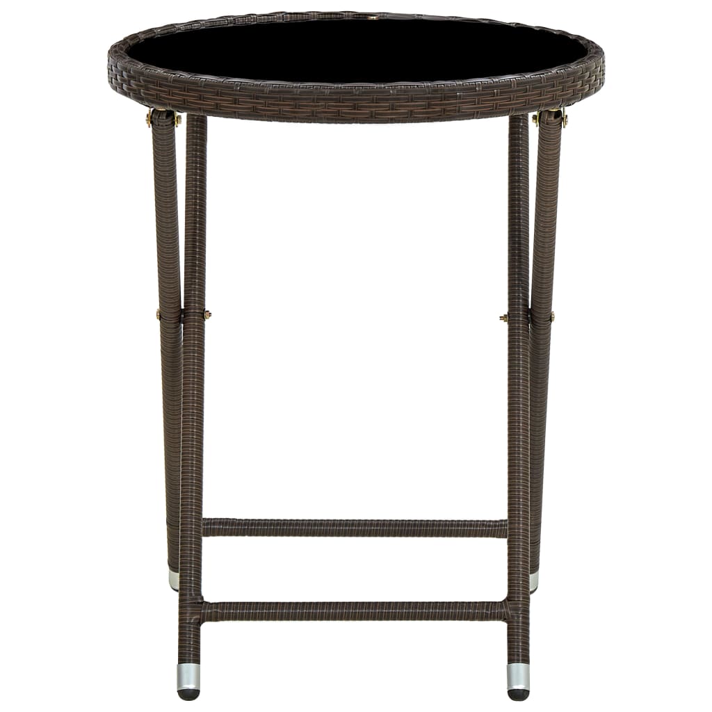vidaXL Čajový stolek hnědý 60 cm polyratan a tvrzené sklo