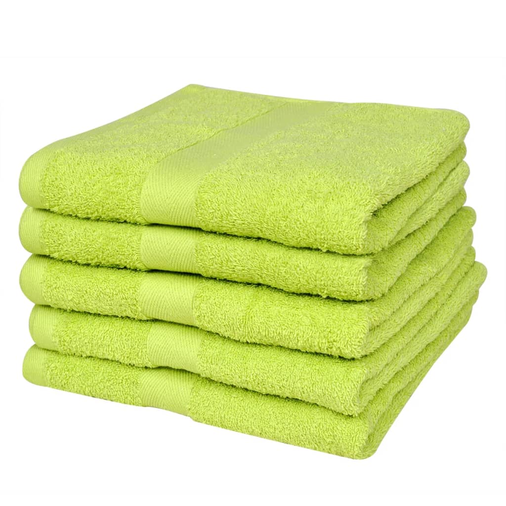 vidaXL Sada sprchových osušek 5 ks bavlna 500 g/m² 70x140 cm zelená
