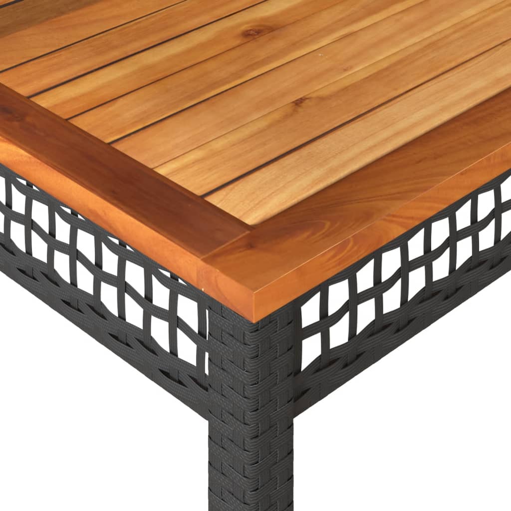 vidaXL Zahradní stůl černý 80 x 80 x 75 cm polyratan akáciové dřevo