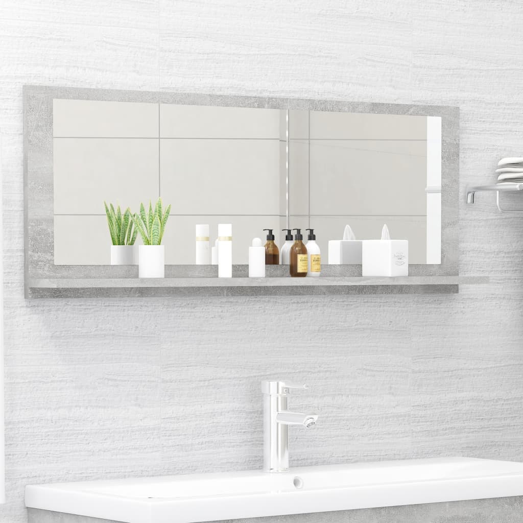 vidaXL Koupelnové zrcadlo betonově šedé 100 x 10,5 x 37 cm dřevotříska