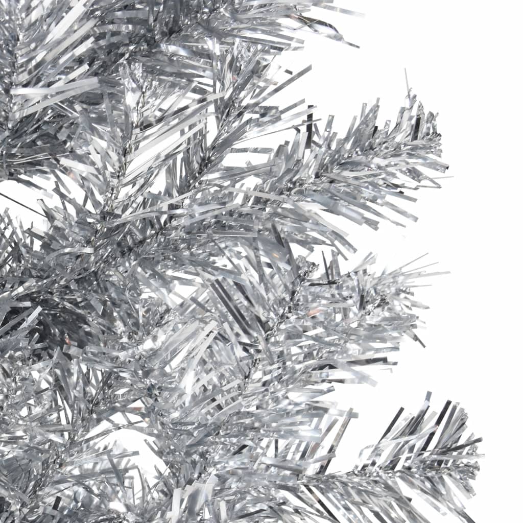 vidaXL Úzký umělý poloviční vánoční stromek se stojanem stříbrný 120cm