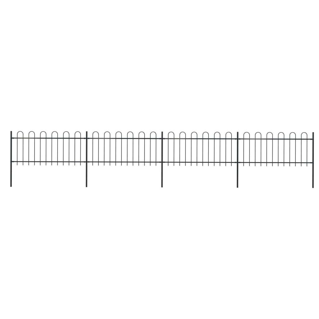 vidaXL Zahradní plot s obloučky ocelový 6,8 x 0,8 m černý