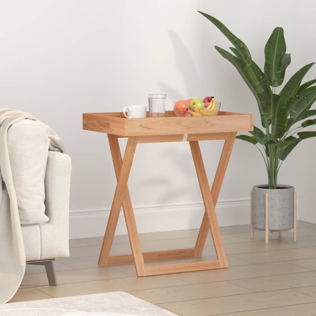 vidaXL Skládací stolek s podnosem 52x36x56,5 cm masivní ořechové dřevo