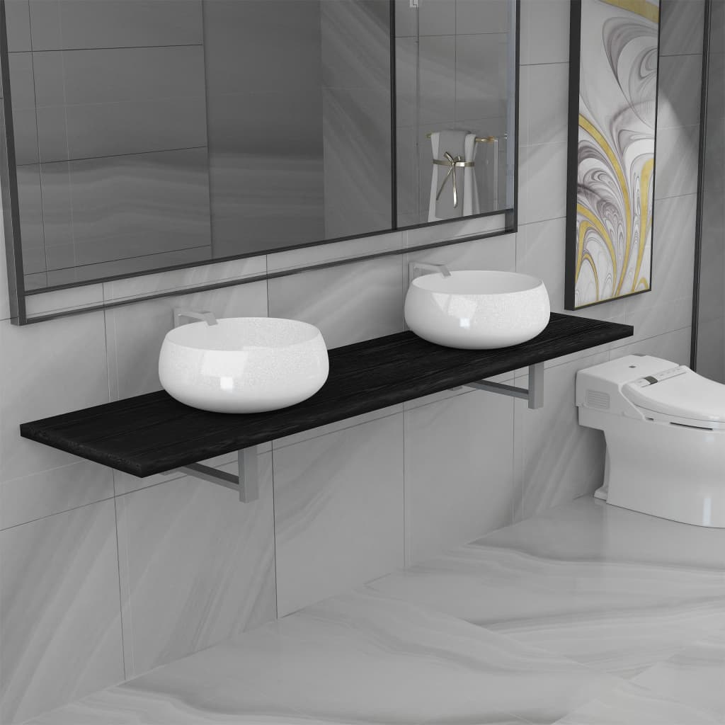 vidaXL 3dílný set koupelnového nábytku keramika černý