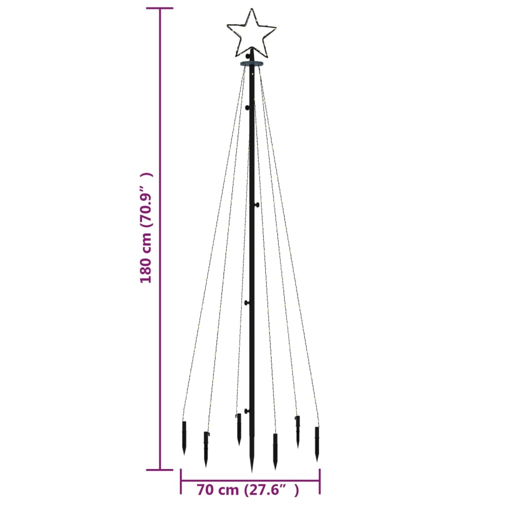vidaXL Vánoční strom s hrotem 108 teple bílých LED diod 180 cm