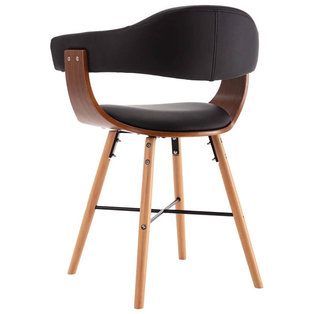 vidaXL Jídelní židle 4 ks černé umělá kůže a ohýbané dřevo