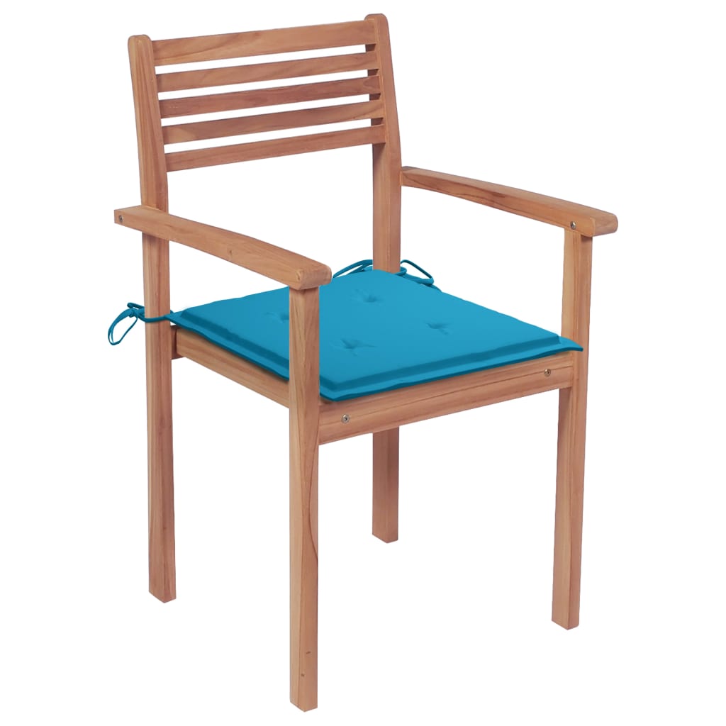 vidaXL Zahradní židle 4 ks modré podušky masivní teak