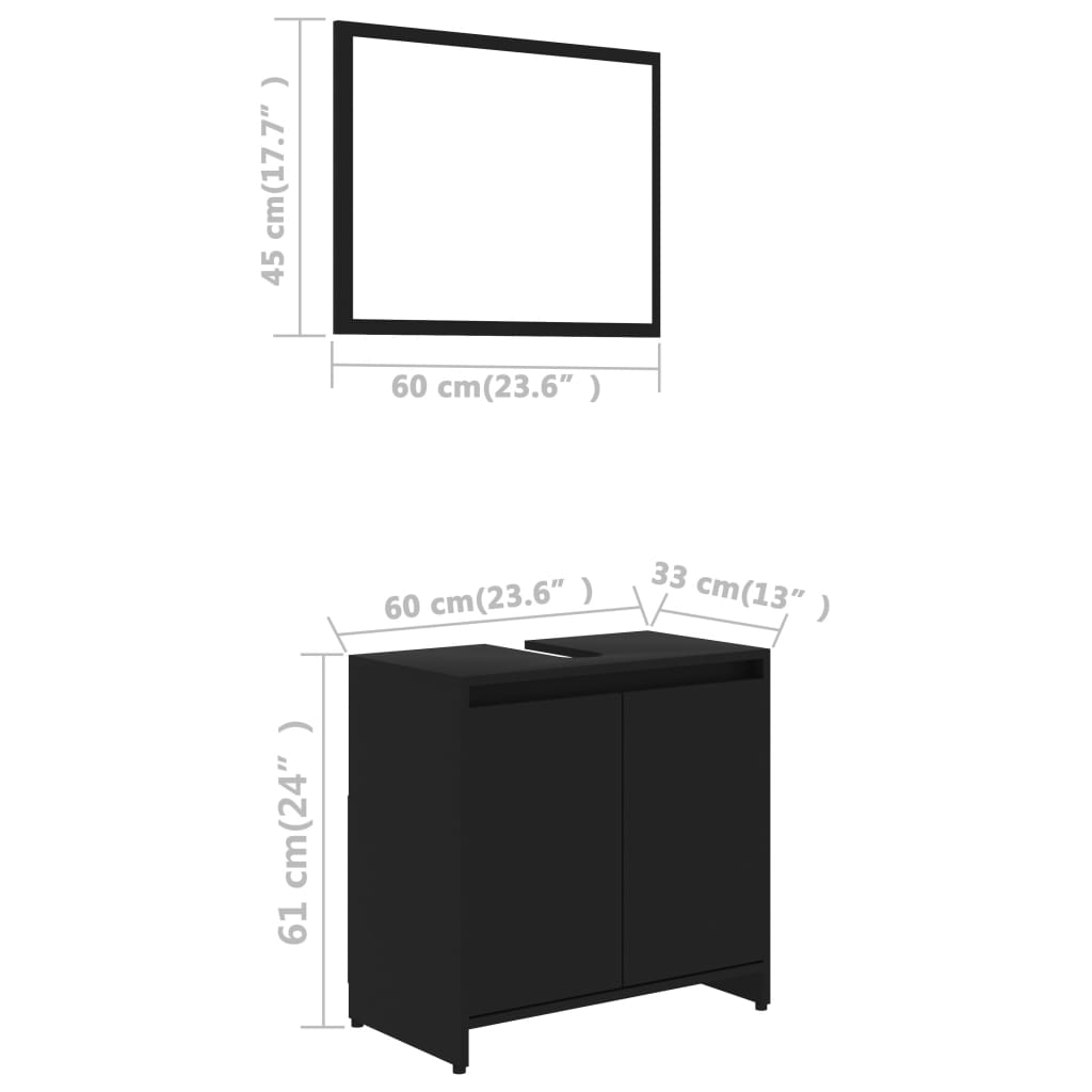 vidaXL Set koupelnového nábytku černý dřevotříska