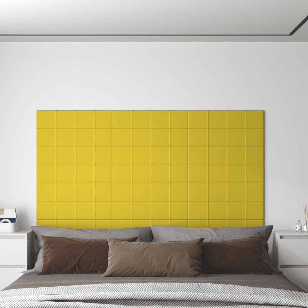 vidaXL Nástěnné panely 12 ks světle žluté 60x15 cm textil 1,08 m²