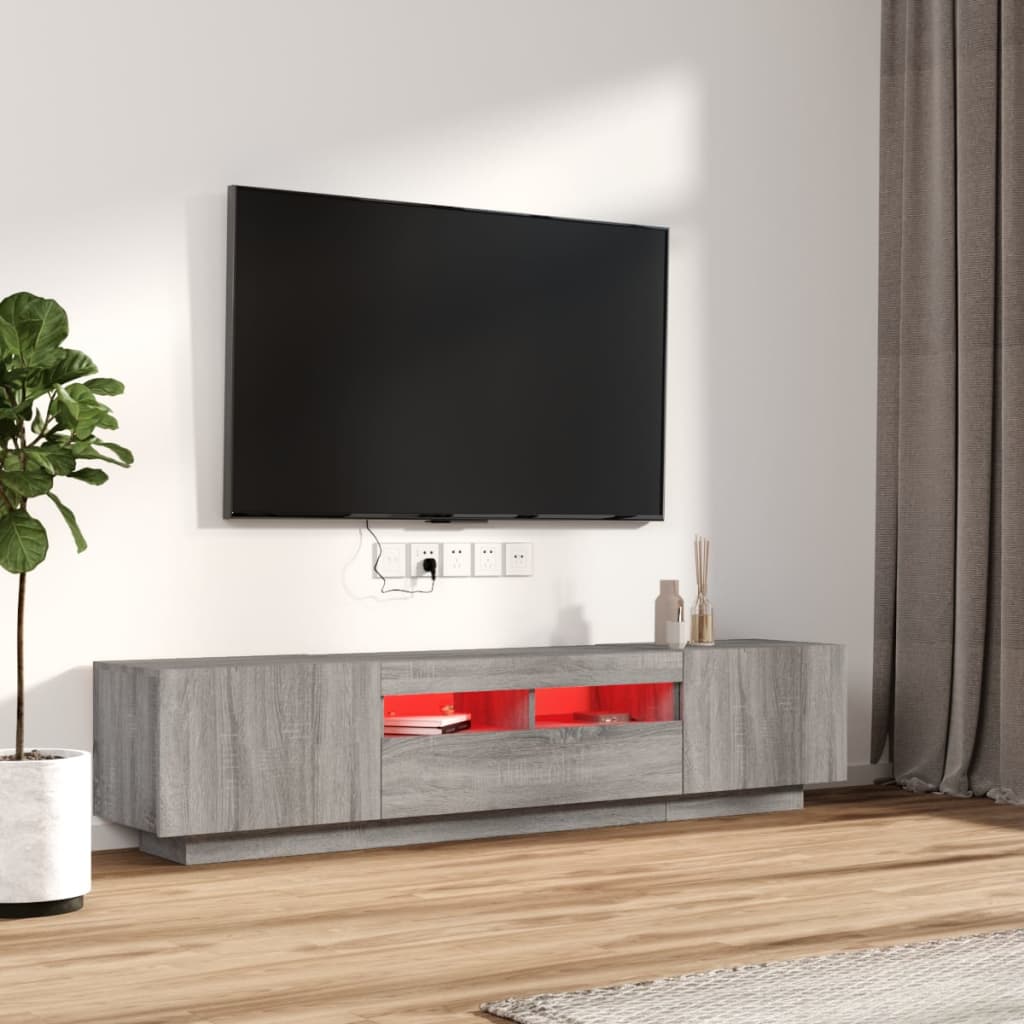 vidaXL 2dílný set TV skříněk s LED světly šedý sonoma kompozitní dřevo