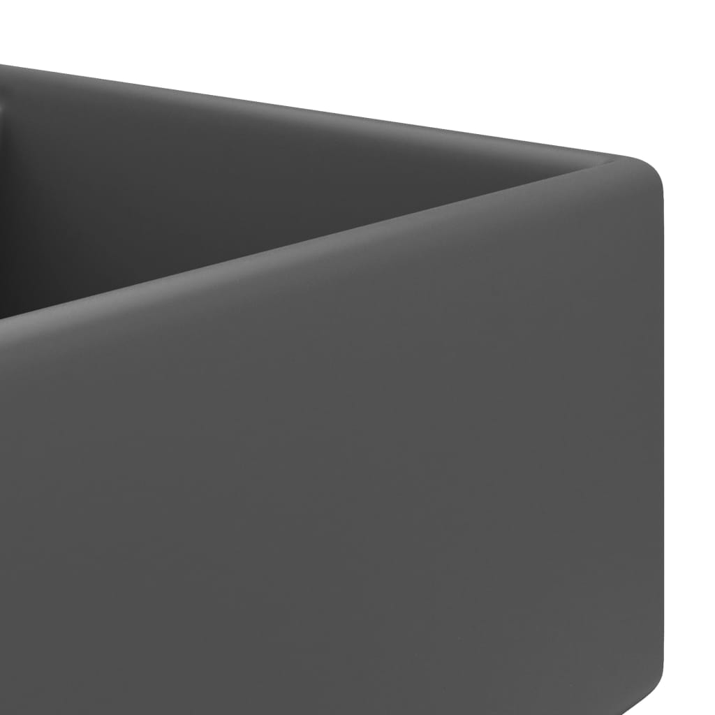 vidaXL Luxusní umyvadlo přepad čtvercové matné tmavě šedé 41x41 cm