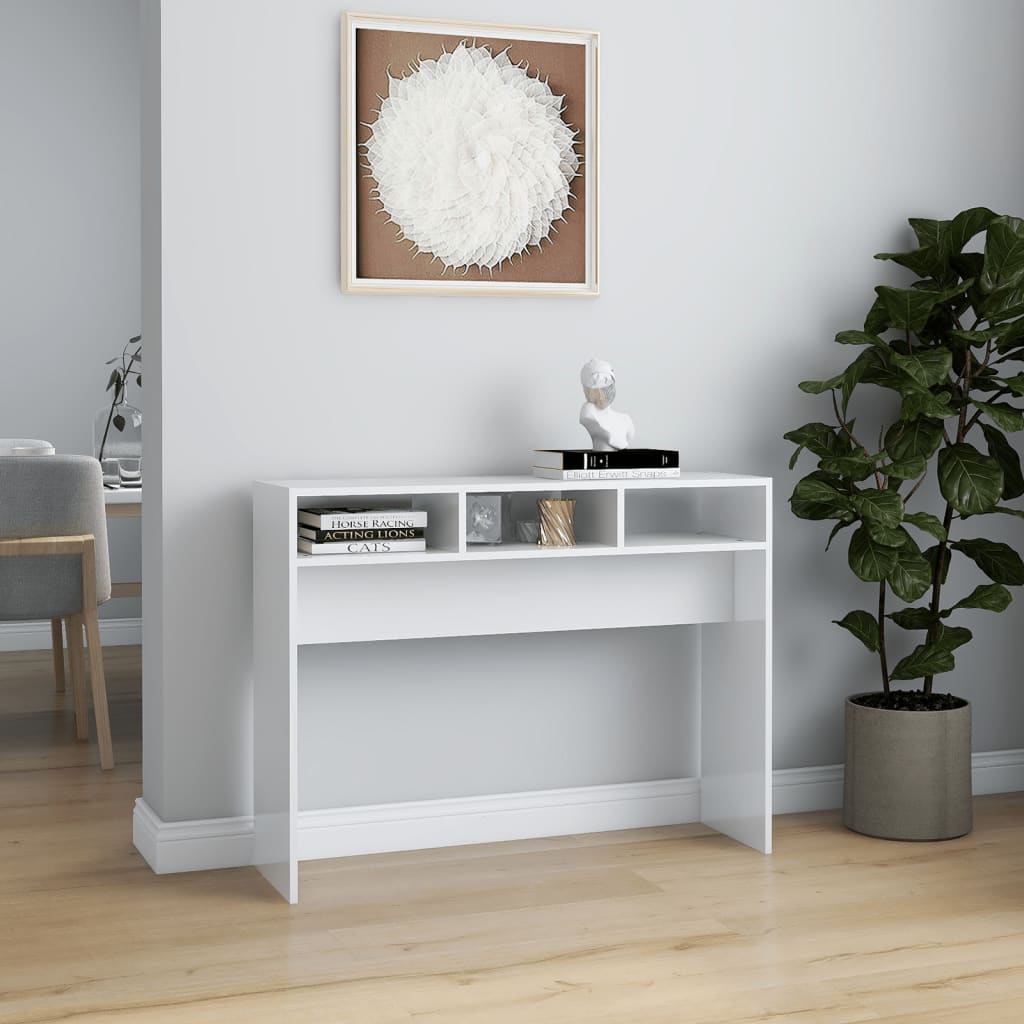 vidaXL Konzolový stolek bílý vysoký lesk 105 x 30 x 80 cm dřevotříska