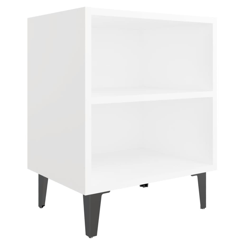 vidaXL Noční stolek s kovovými nohami bílý 40 x 30 x 50 cm