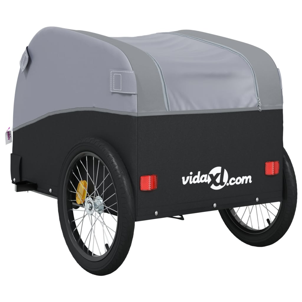 vidaXL Vozík za kolo černý a šedý 45 kg železo