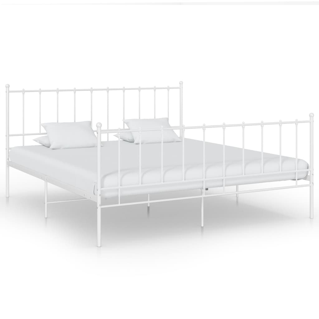 vidaXL Rám postele bílý kov 200 x 200 cm