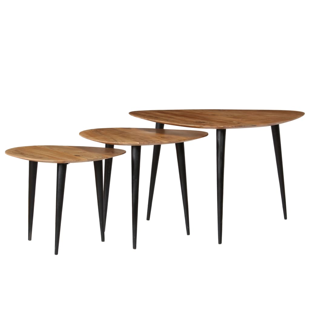 vidaXL Konferenční stolek sada 3 kusů z masivního akáciového dřeva