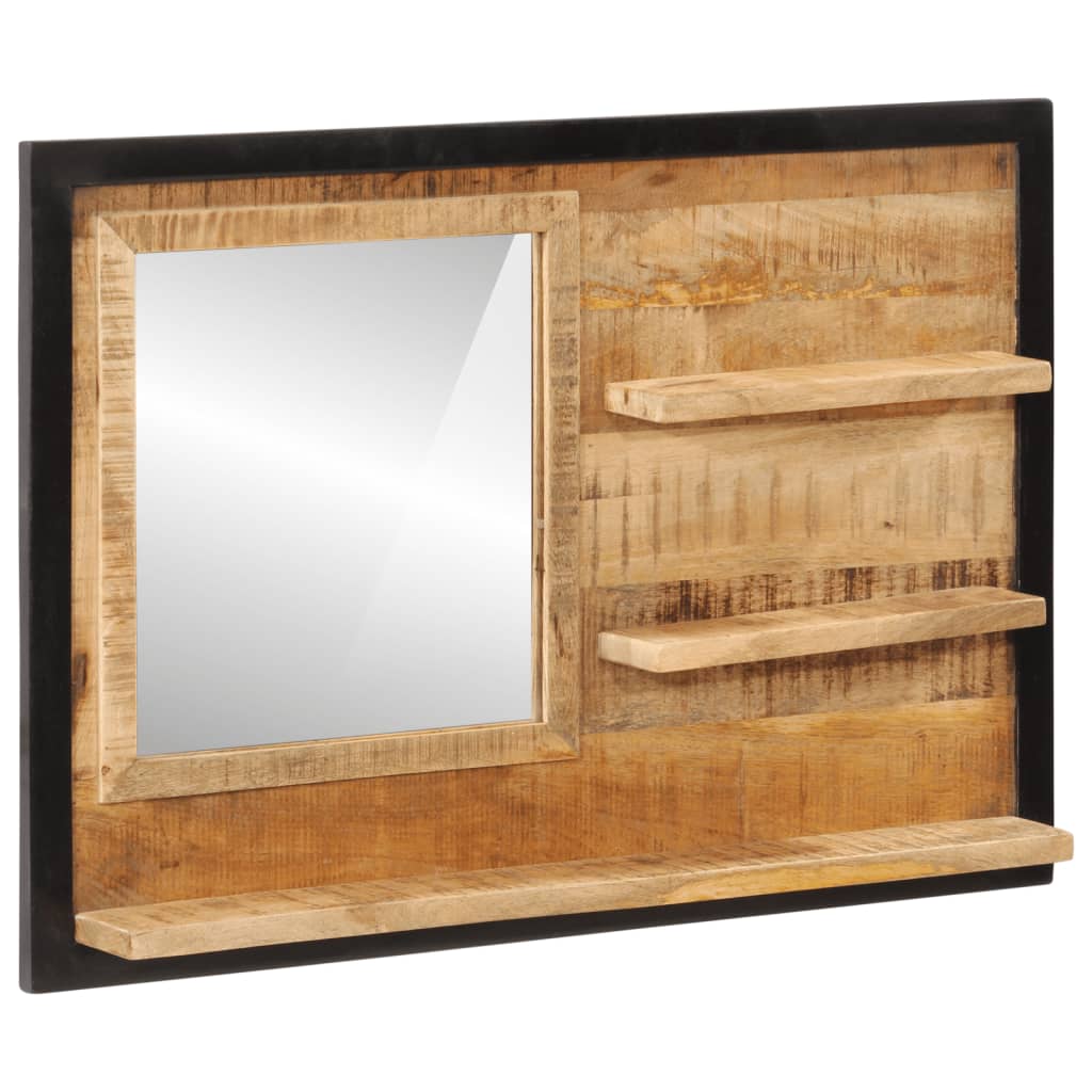 vidaXL Zrcadlo s policemi 80x8x55 cm sklo a masivní mangovníkové dřevo