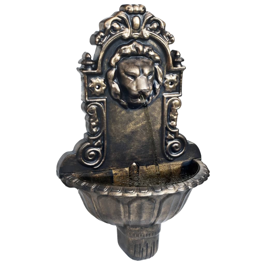 vidaXL Nástěnná fontána se lví hlavou bronzová