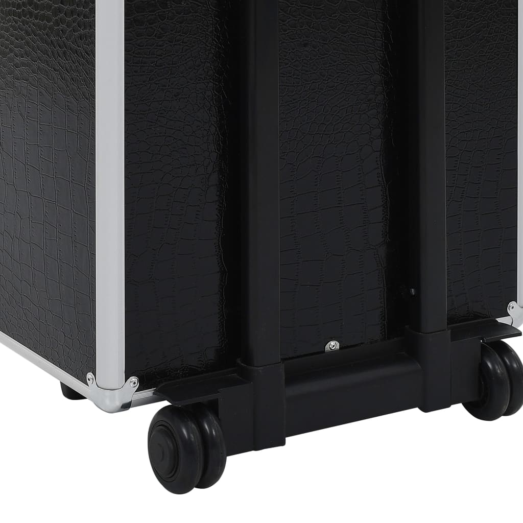 vidaXL Kosmetický kufřík na kolečkách hliník černý krokodýlí vzorek