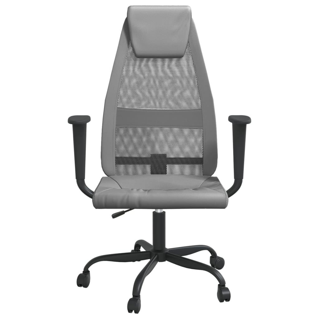 vidaXL Kancelářská židle výškově nastavitelná šedá síťovina umělá kůže