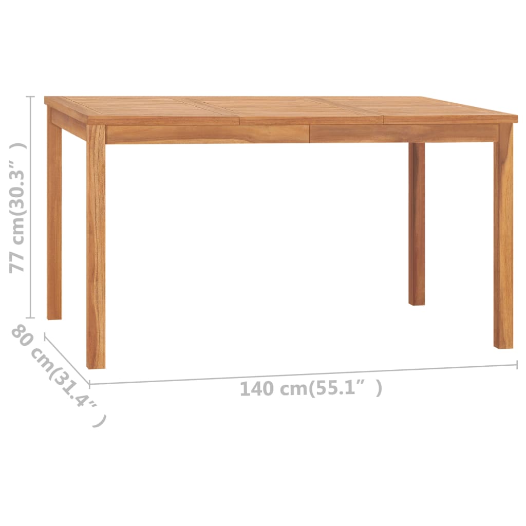vidaXL Zahradní jídelní stůl 140 x 80 x 77 cm masivní teakové dřevo
