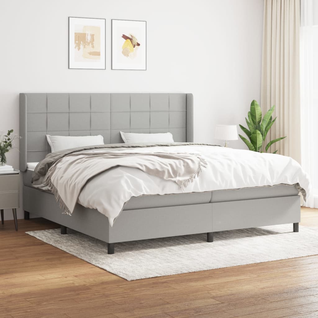 vidaXL Box spring postel s matrací světle šedá 200 x 200 cm textil