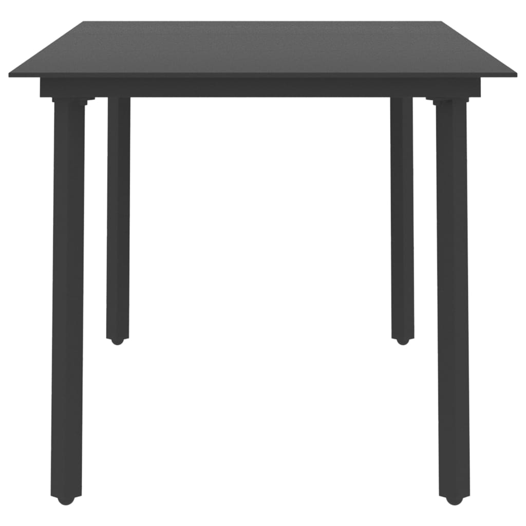 vidaXL Zahradní jídelní stůl černý 150 x 80 x 74 cm ocel a sklo