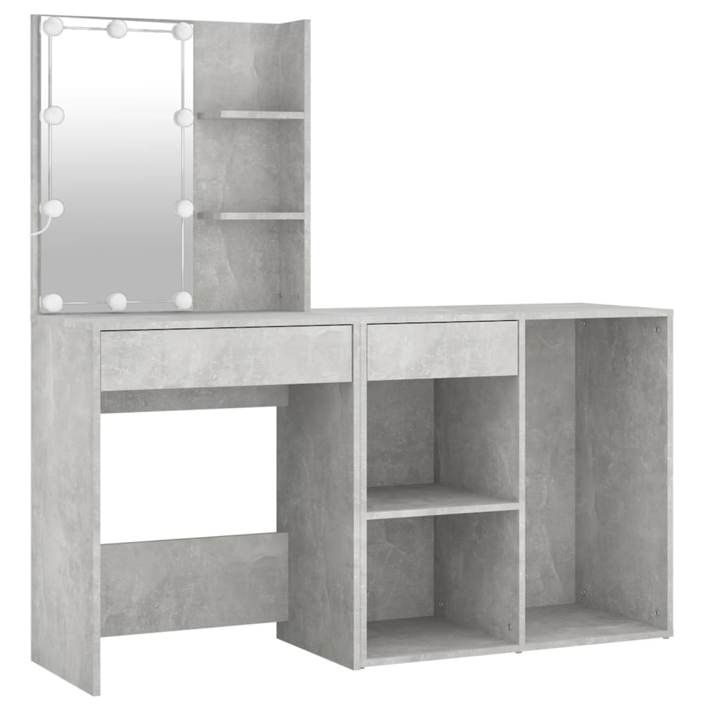vidaXL LED toaletní stolek se skříňkou betonově šedý kompozitní dřevo