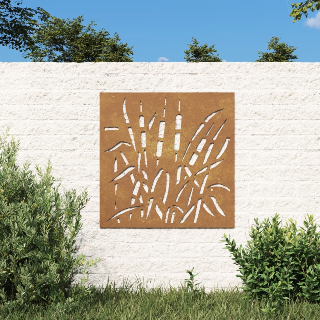 vidaXL Zahradní nástěnná dekorace 55 x 55 cm cortenová ocel Tráva
