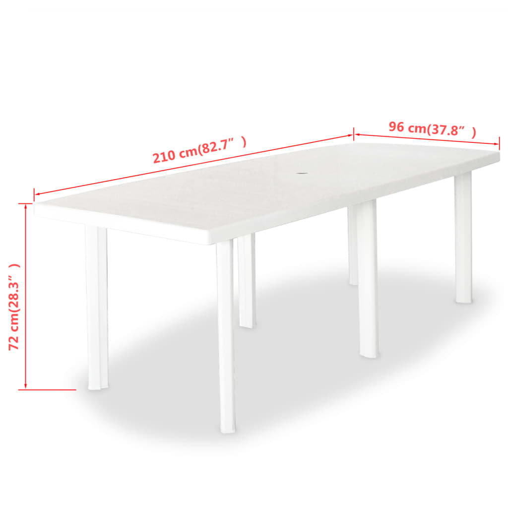 vidaXL Zahradní stůl bílý 210 x 96 x 72 cm plast