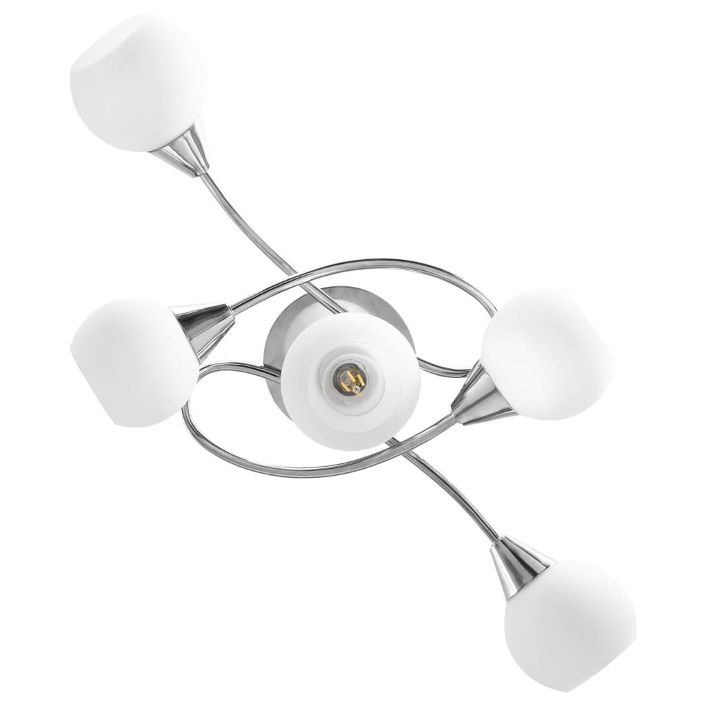 vidaXL Stropní svítidlo keramická stínidla na 5 žárovek E14 bílé koule