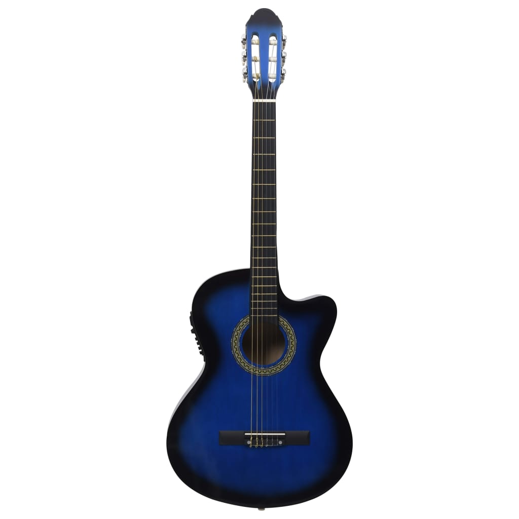 vidaXL 12dílný folkový kytarový set s ekvalizérem a 6 strunami modrý